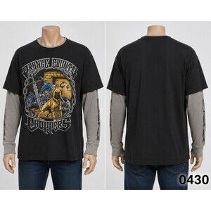 Y2K Orange County Choppers Faux Layered Shirt Large OCC Biker Dog Thermal - 0430